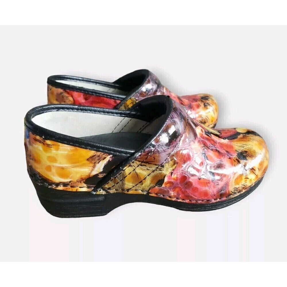 Dansko Patent Leather Clogs Women’s 6.5  XP Multi Floral  Work Slip Resistant